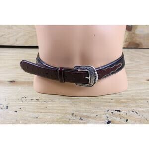 Tony Lama Mens Belt 46 Black Burgundy Leather Western Rodeo Cowboy